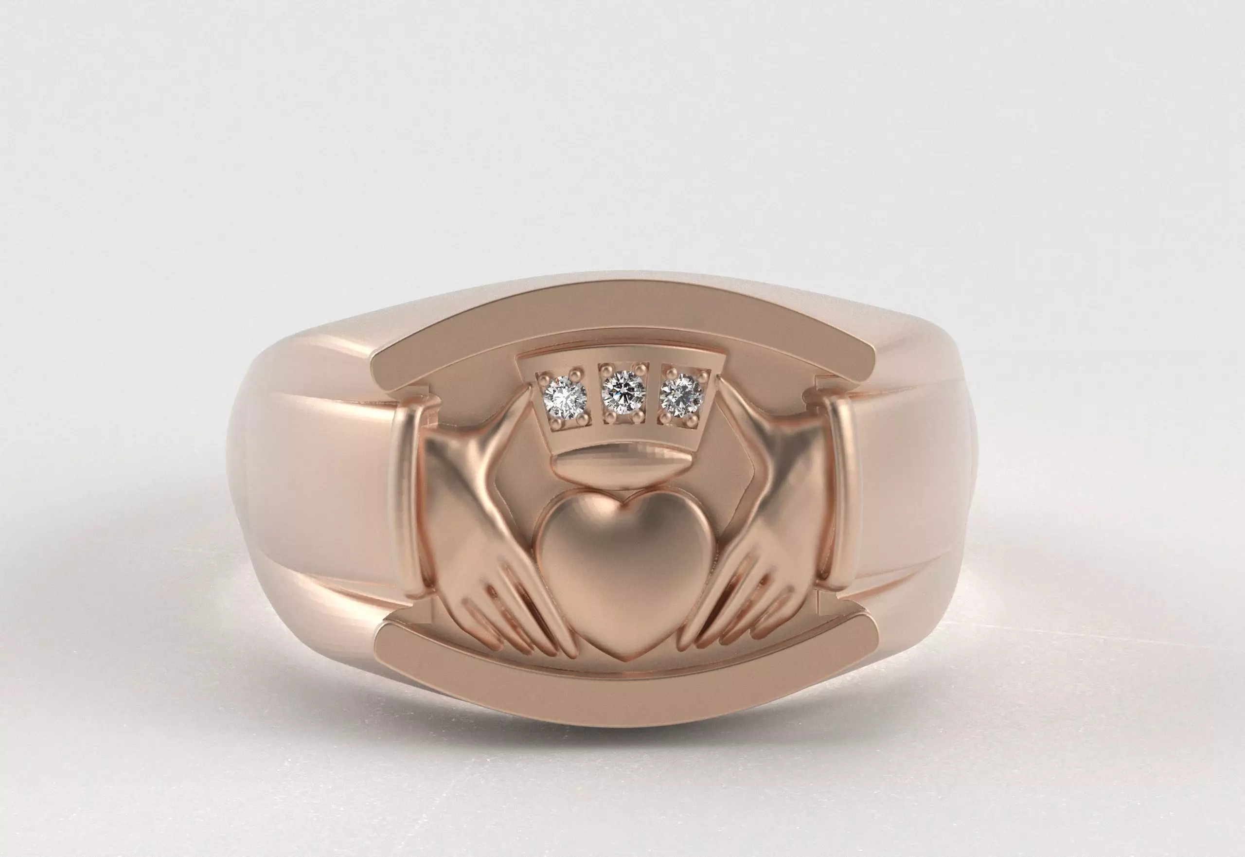 Men Claddagh Ring Hands Heart Loyalty 3D print model_38