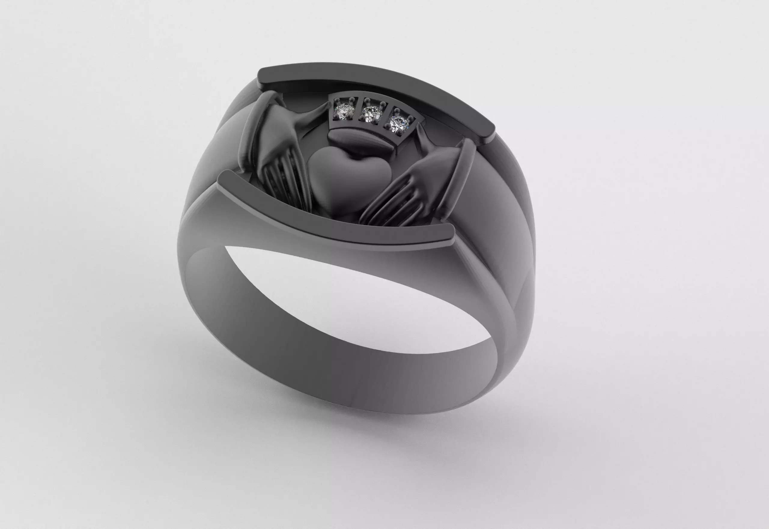 Men Claddagh Ring Hands Heart Loyalty 3D print model_3