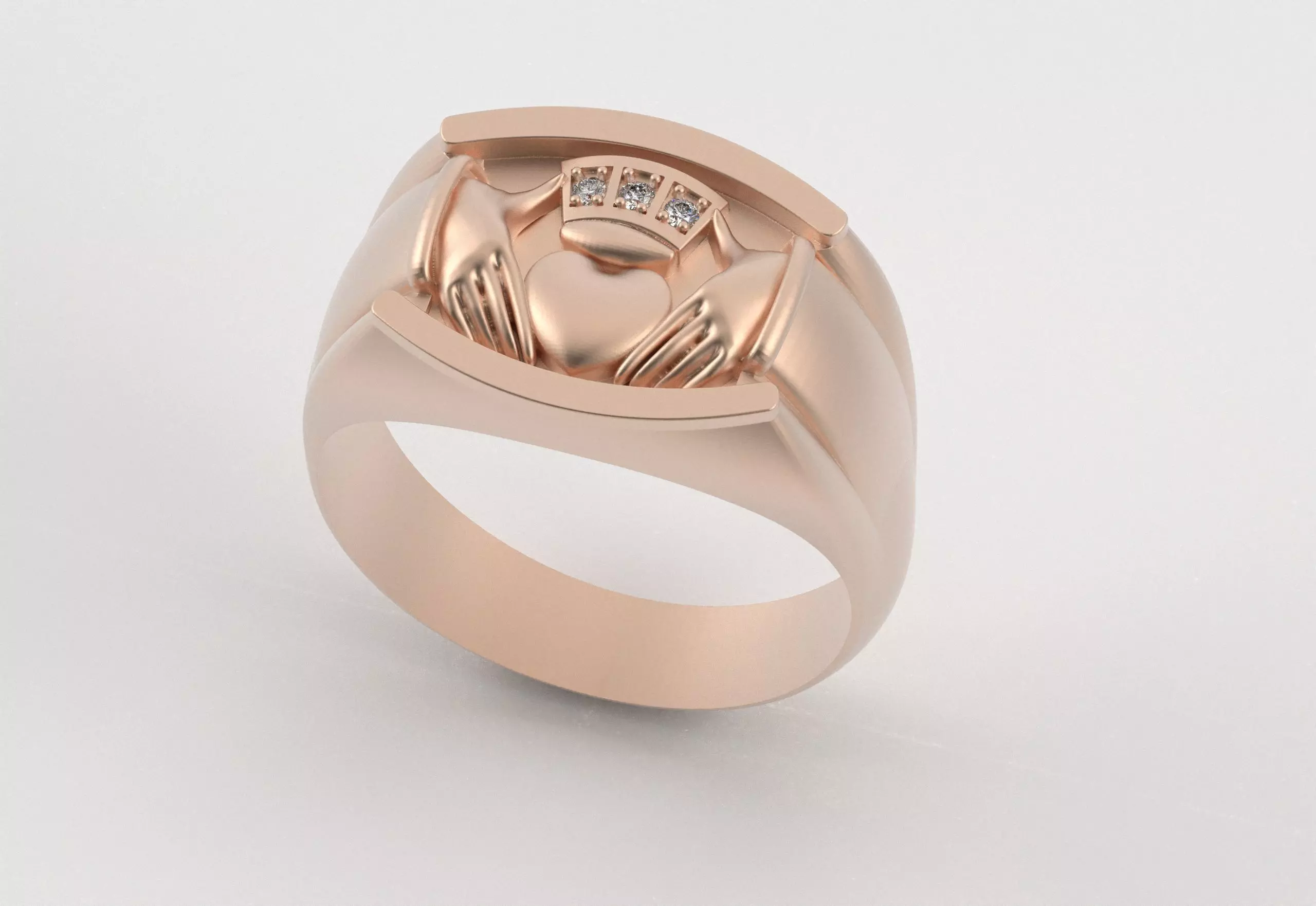 Men Claddagh Ring Hands Heart Loyalty 3D print model_12