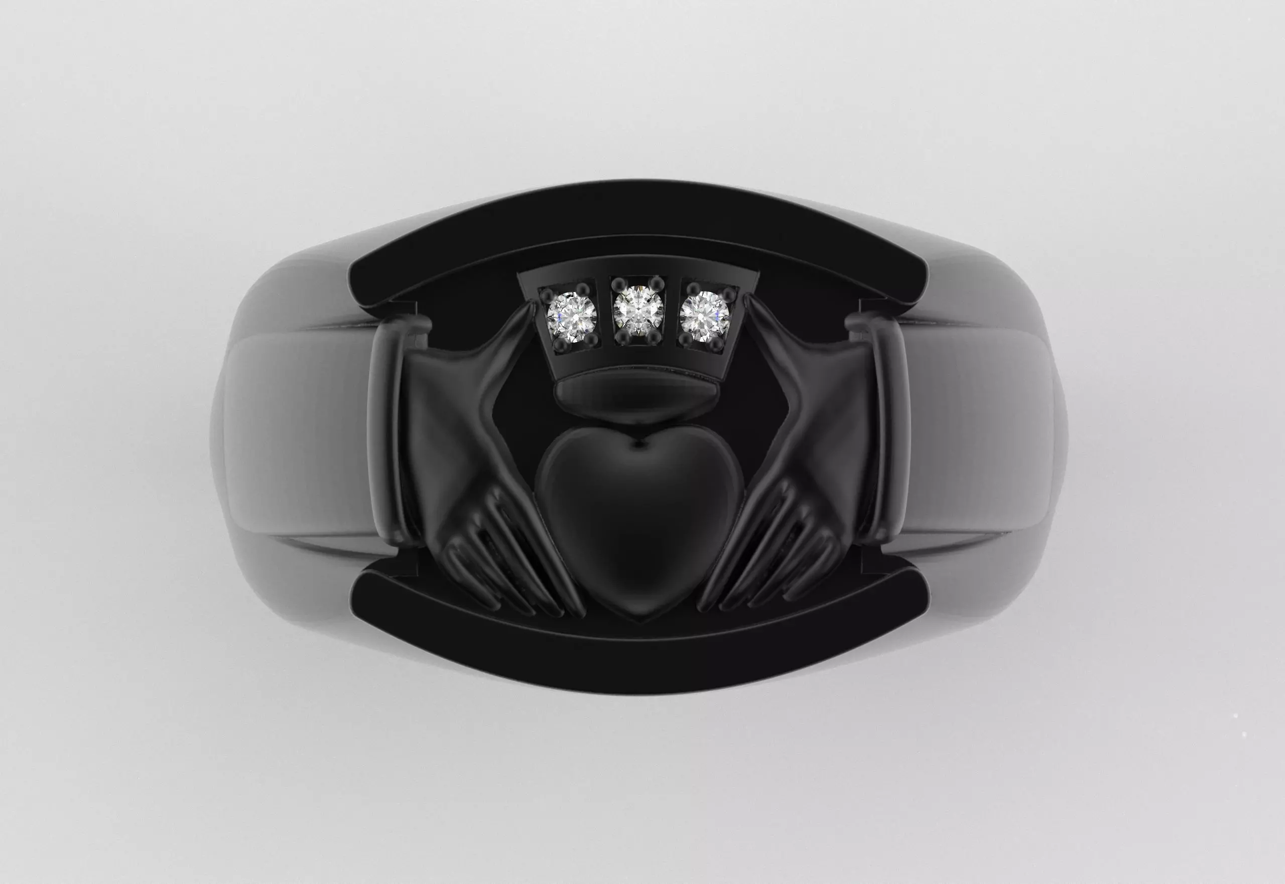 Men Claddagh Ring Hands Heart Loyalty 3D print model_0