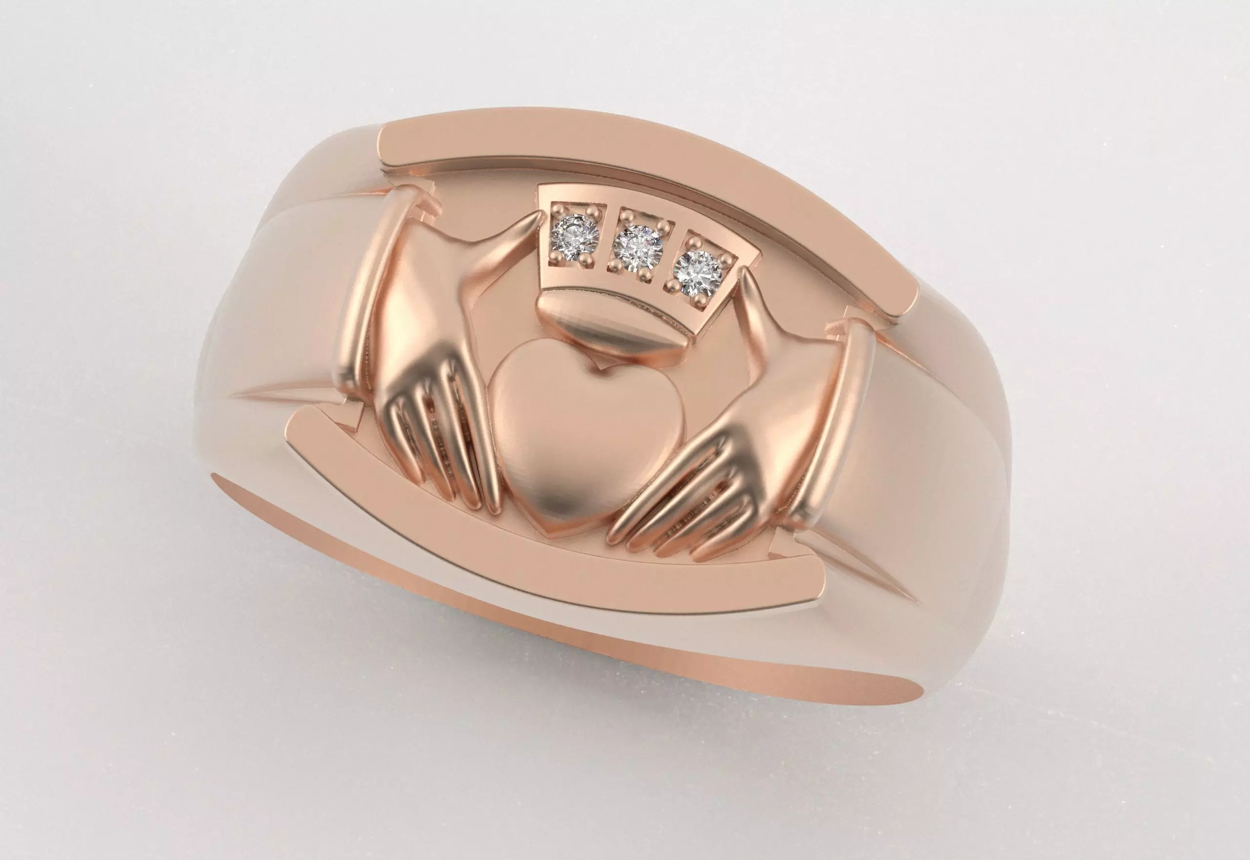 Men Claddagh Ring Hands Heart Loyalty 3D print model_9