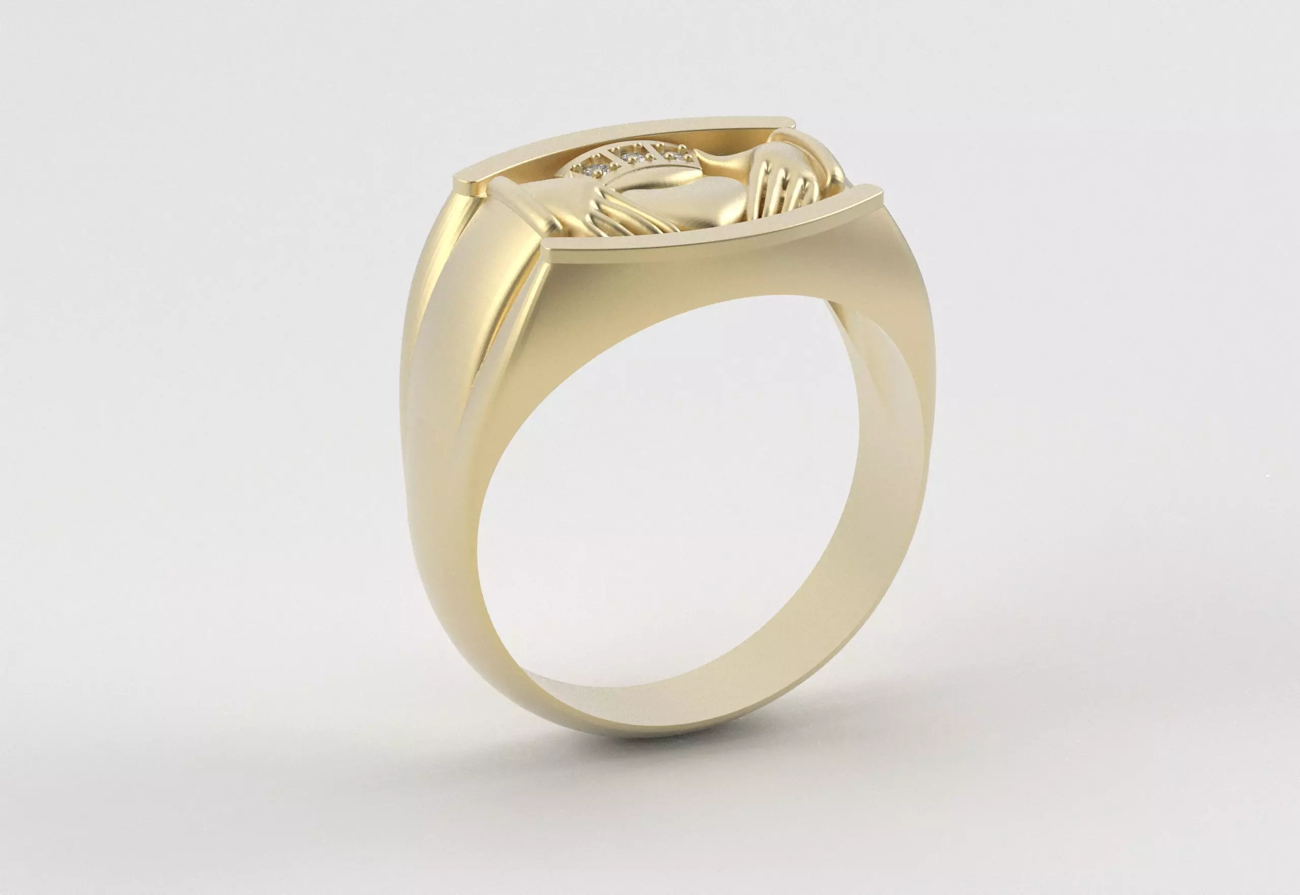 Men Claddagh Ring Hands Heart Loyalty 3D print model_19