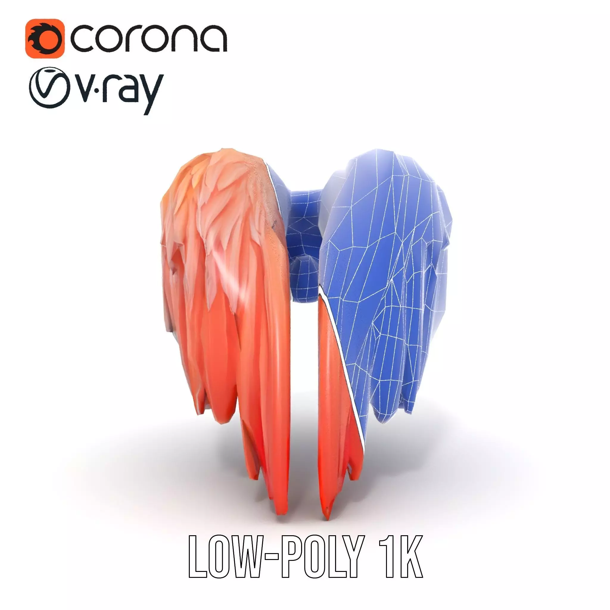 Feathered Wing model pack Low-poly 3D model_9