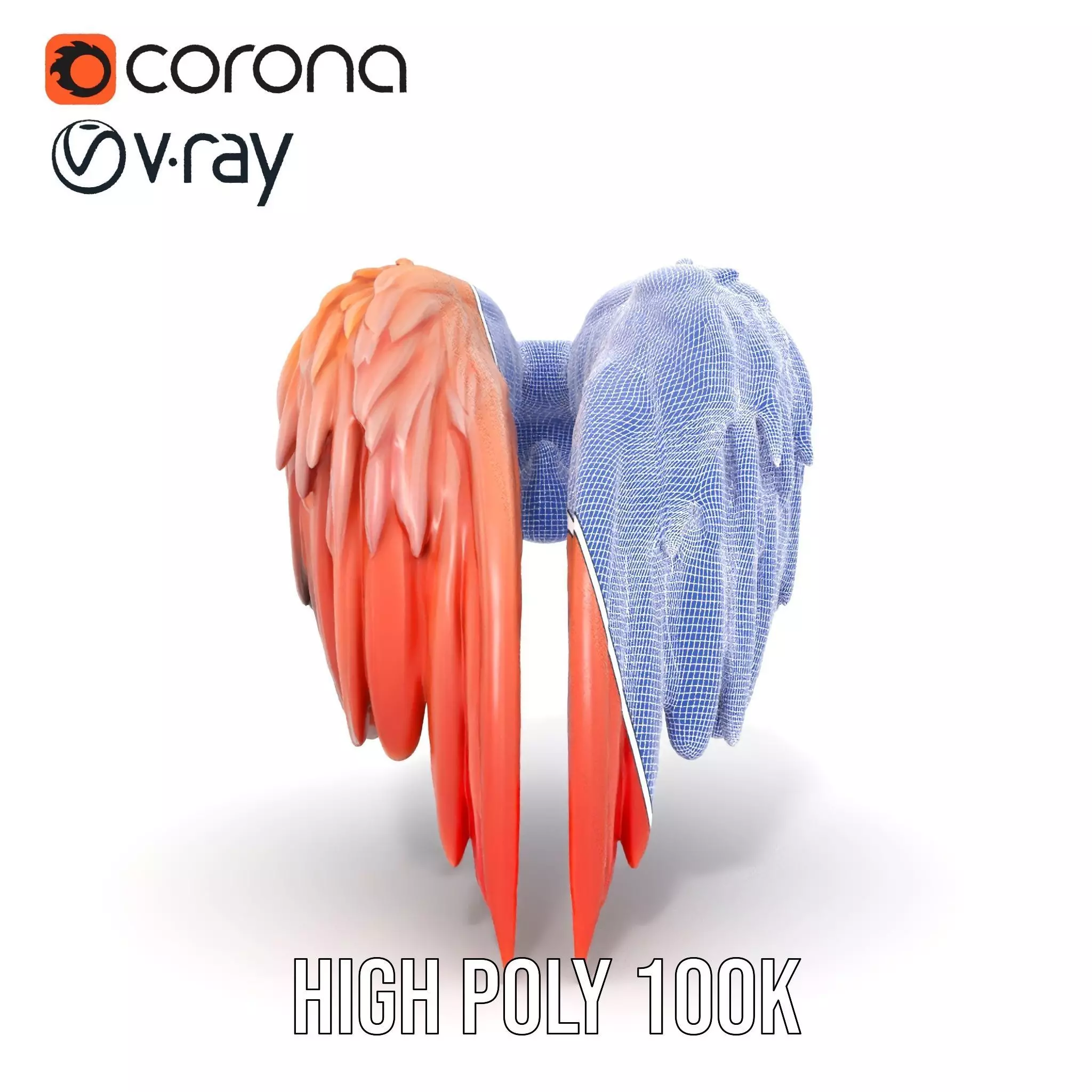 Feathered Wing model pack Low-poly 3D model_33