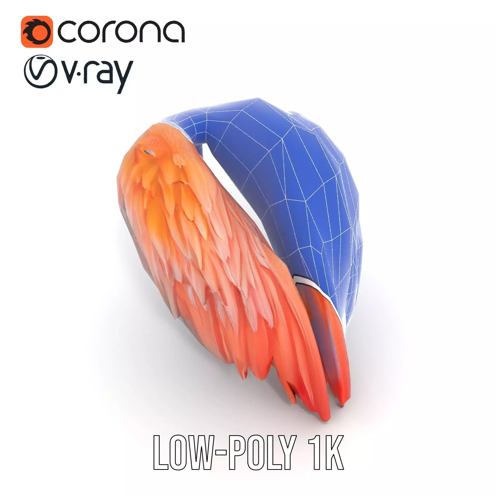 Feathered Wing model pack Low-poly 3D model_30