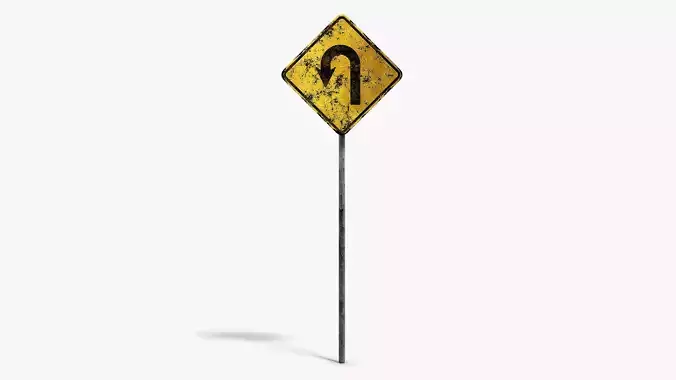 Damaged U-Turn Sign