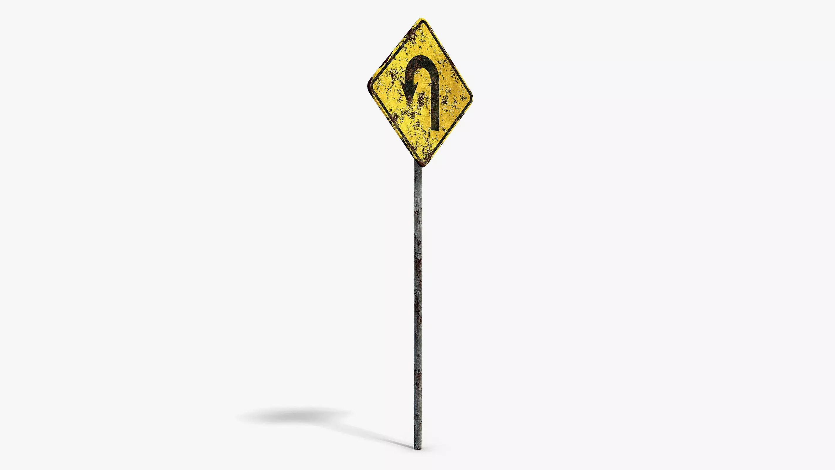 Damaged U-Turn Sign Low-poly 3D model_1