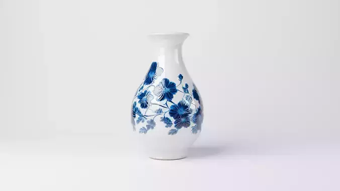 Decorative Ceramic Vase with Floral Pattern  PBR Textured model