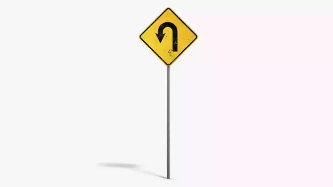 U-Turn Sign Low-poly 3D model