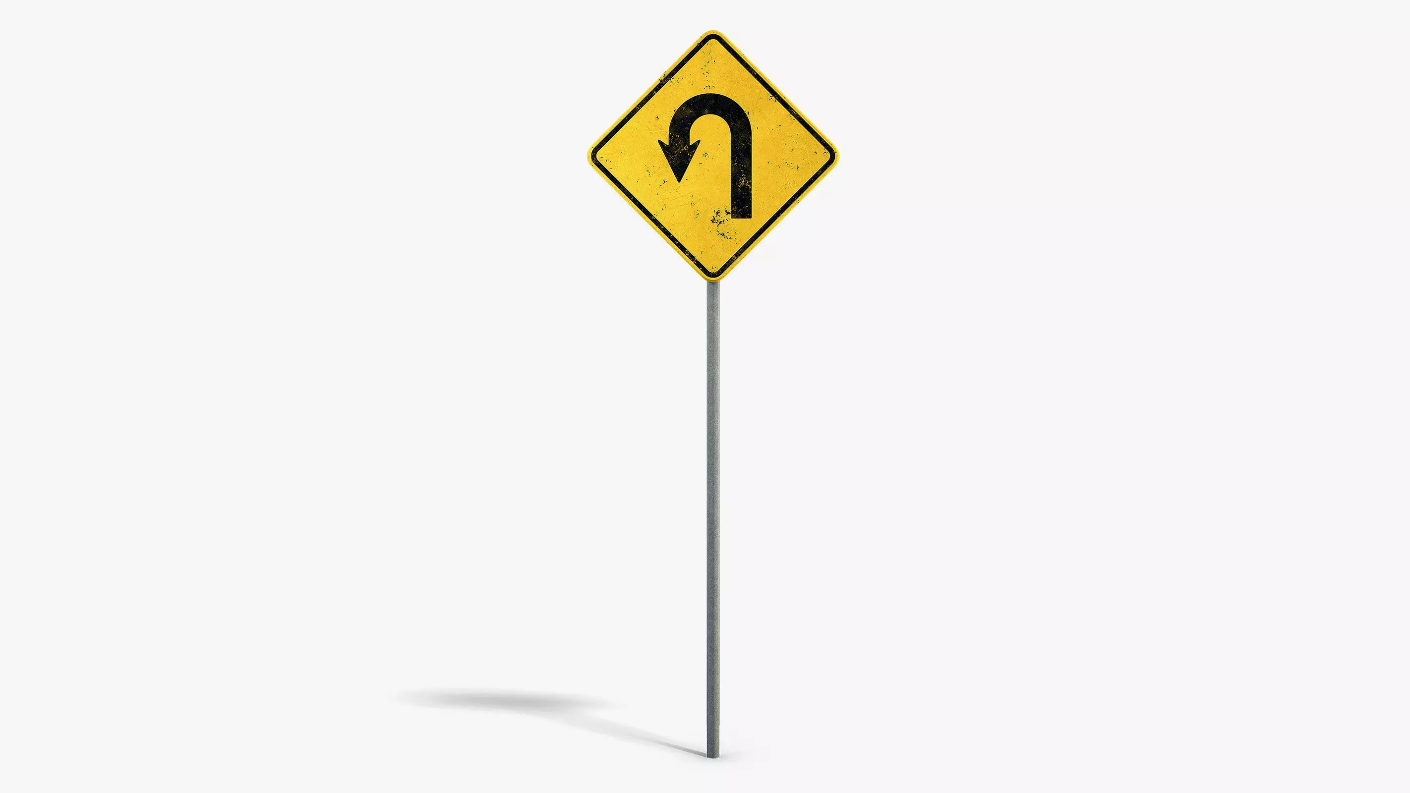 U-Turn Sign Low-poly 3D model_0