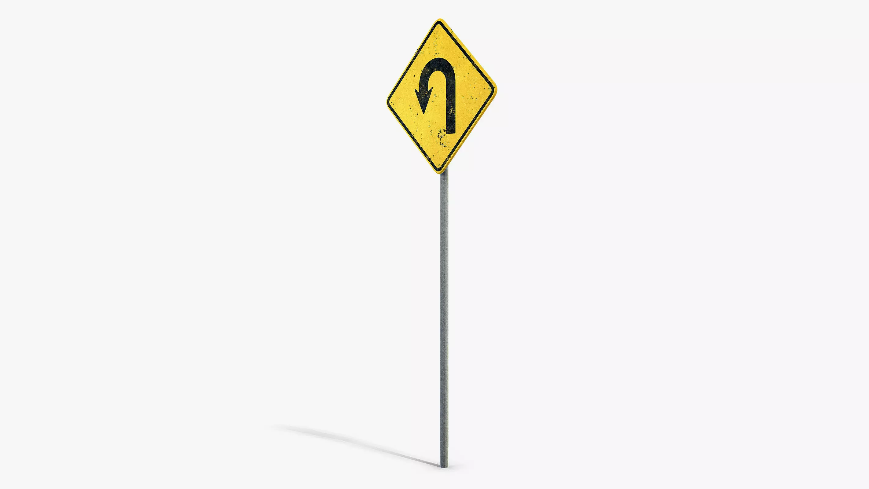 U-Turn Sign Low-poly 3D model_5