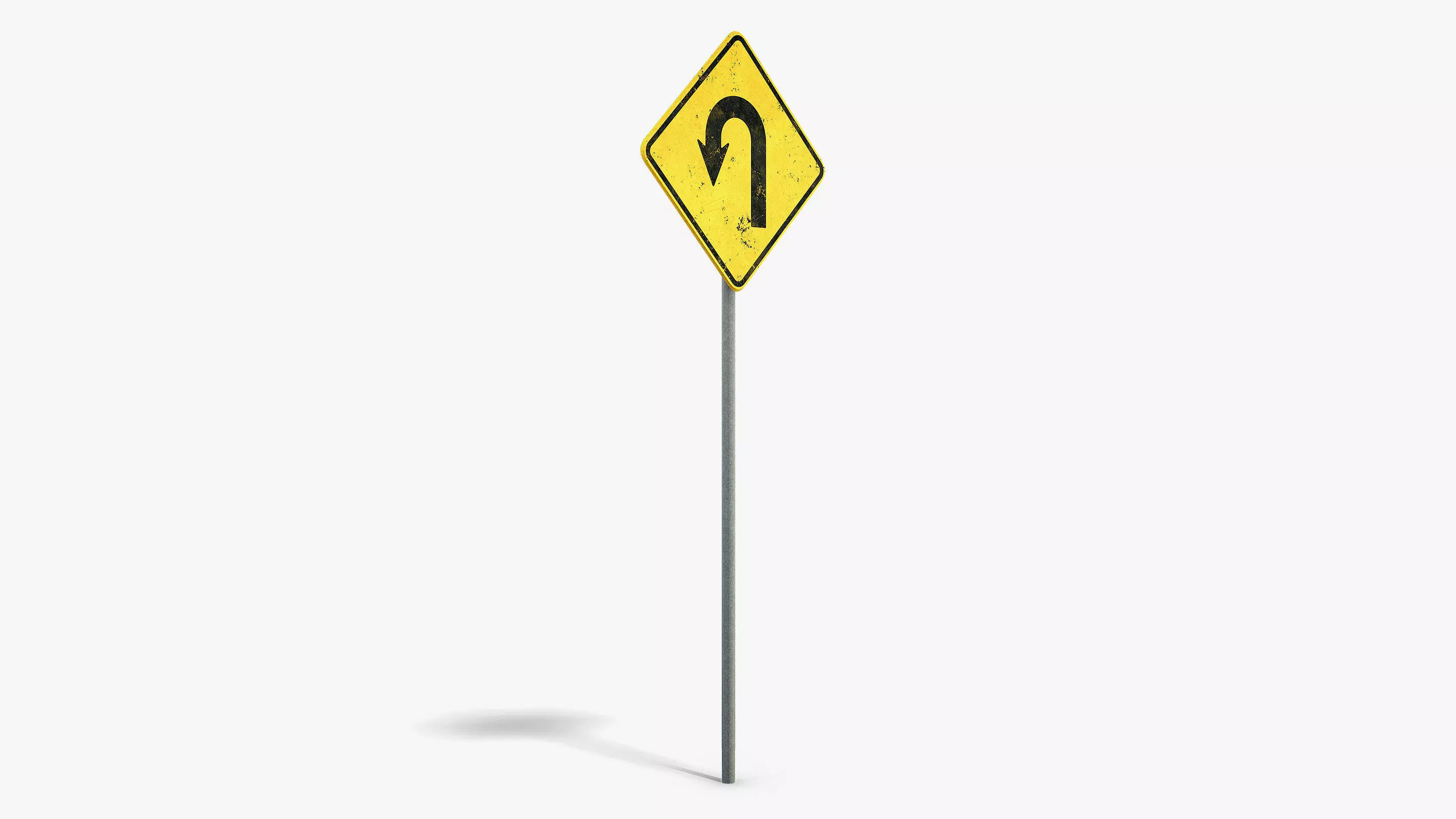 U-Turn Sign Low-poly 3D model_1