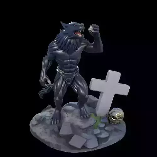 2076 COLORFUL Werewolf Howling  3D Model  beast