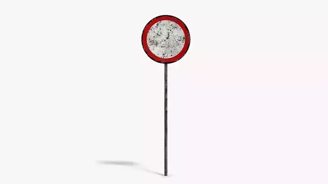 Damaged No Entry Sign Low-poly 3D model