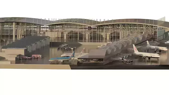 Fictional detailed airport terminal 3D model