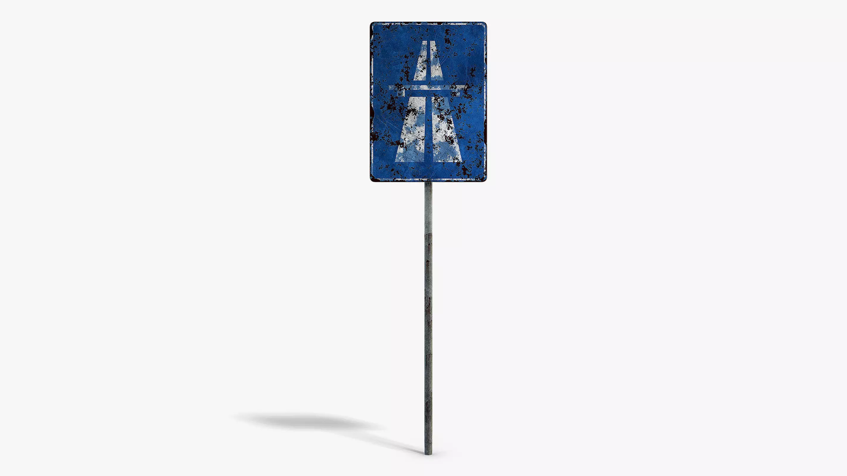 Damaged Highway Sign Low-poly 3D model_0