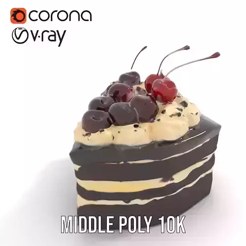 Cherry Chocolate Cake model pack Low-poly 3D model 5