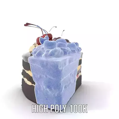 Cherry Chocolate Cake model pack Low-poly 3D model 4