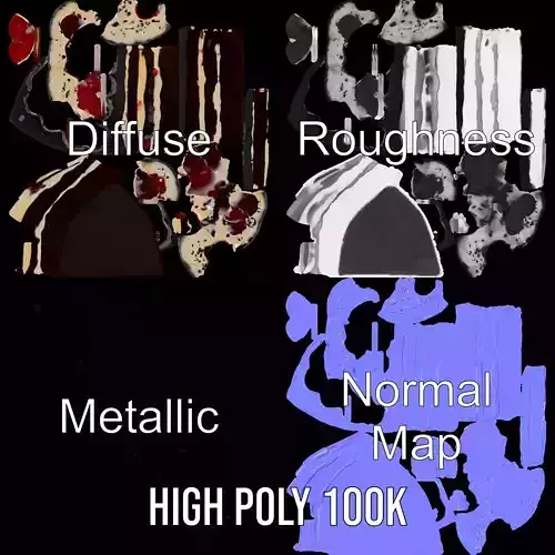 Cherry Chocolate Cake model pack Low-poly 3D model 3