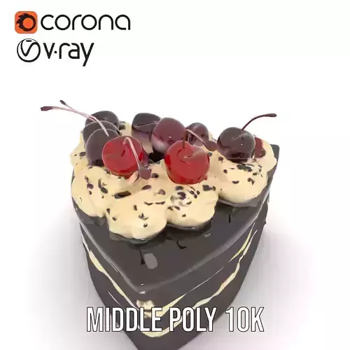 Cherry Chocolate Cake model pack Low-poly 3D model 6