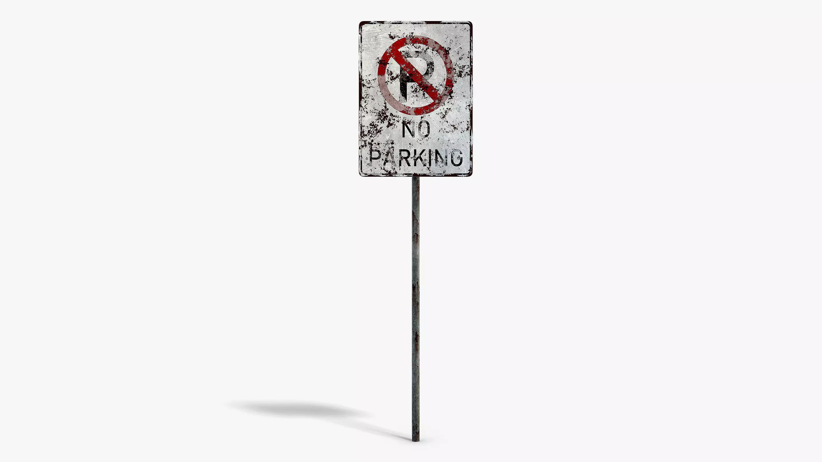 Damaged No Parking Sign Low-poly 3D model_0