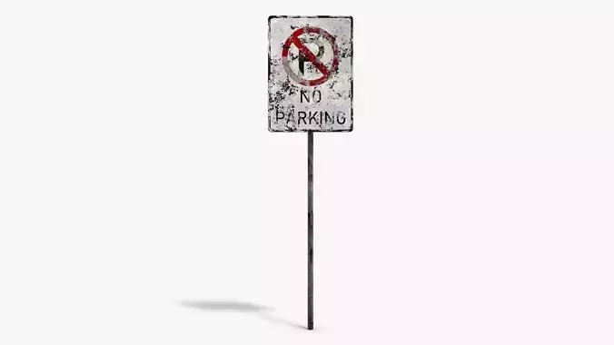 Damaged No Parking Sign Low-poly 3D model