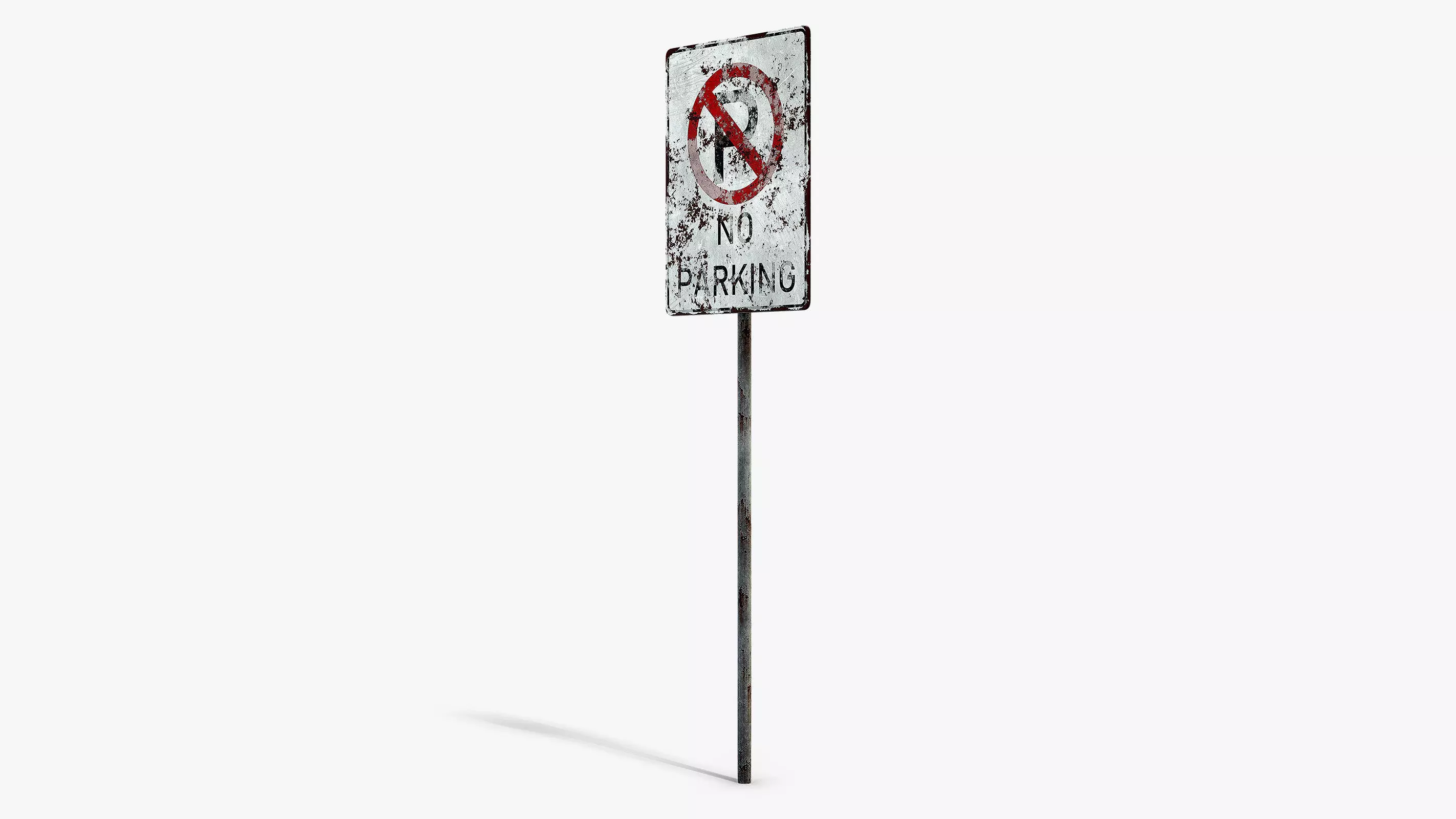 Damaged No Parking Sign Low-poly 3D model_5