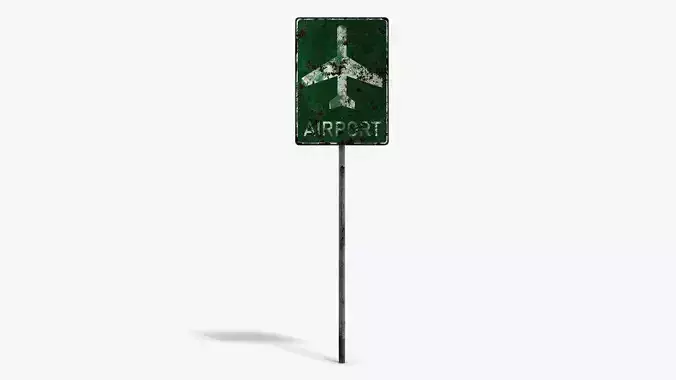 Damaged Airport Sign Low-poly 3D model