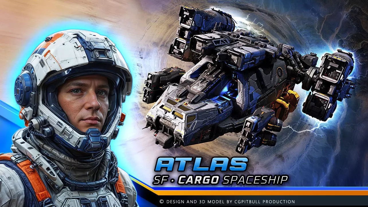 ATLAS - Cargoship Low-poly 3D model_0