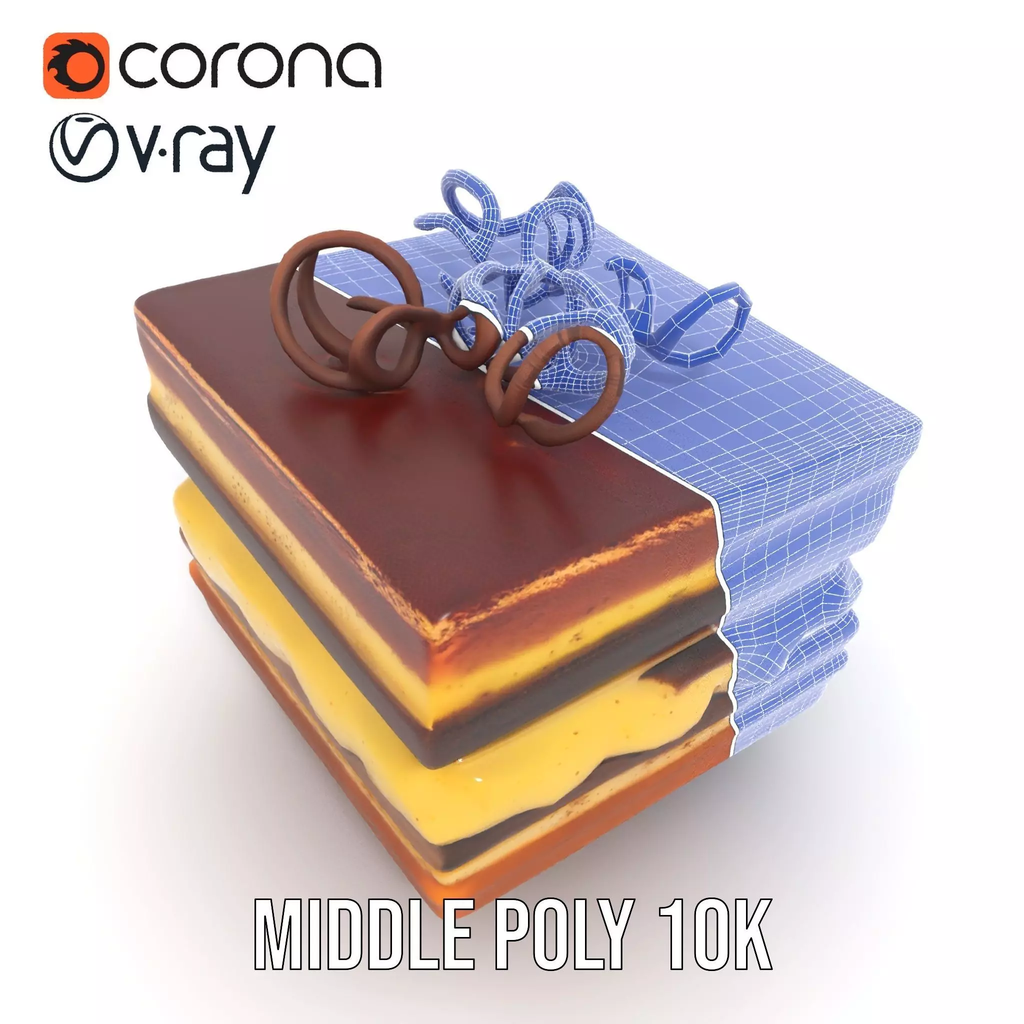 Chocolate Tiramisu Slice model pack Low-poly 3D model_13