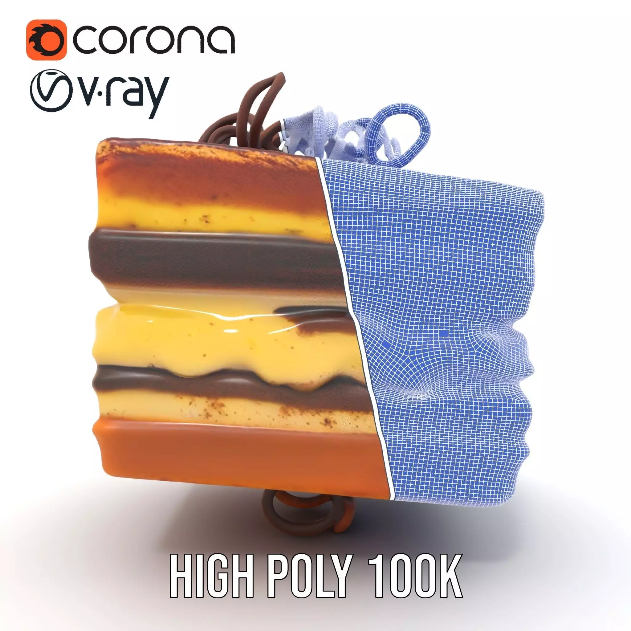 Chocolate Tiramisu Slice model pack Low-poly 3D model_34