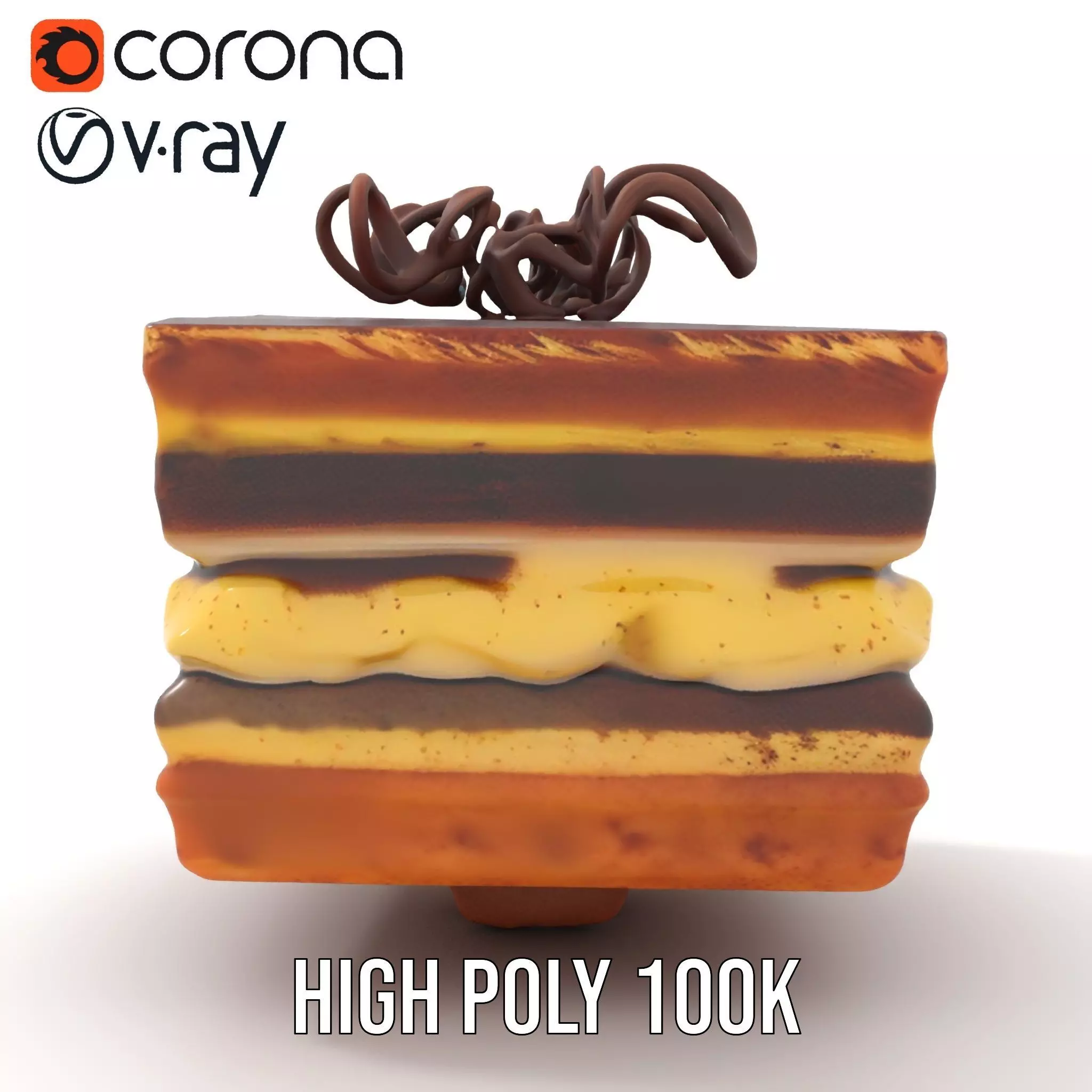 Chocolate Tiramisu Slice model pack Low-poly 3D model_22