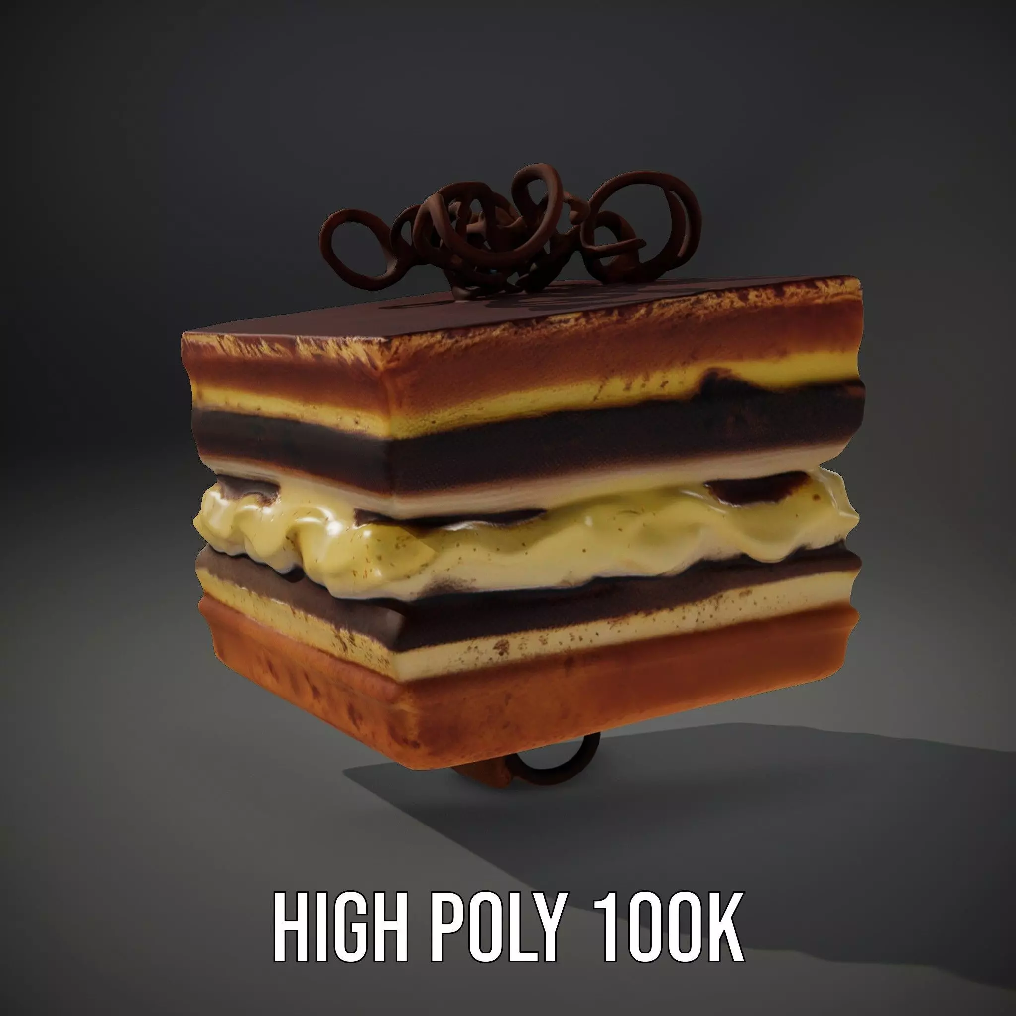 Chocolate Tiramisu Slice model pack Low-poly 3D model_8