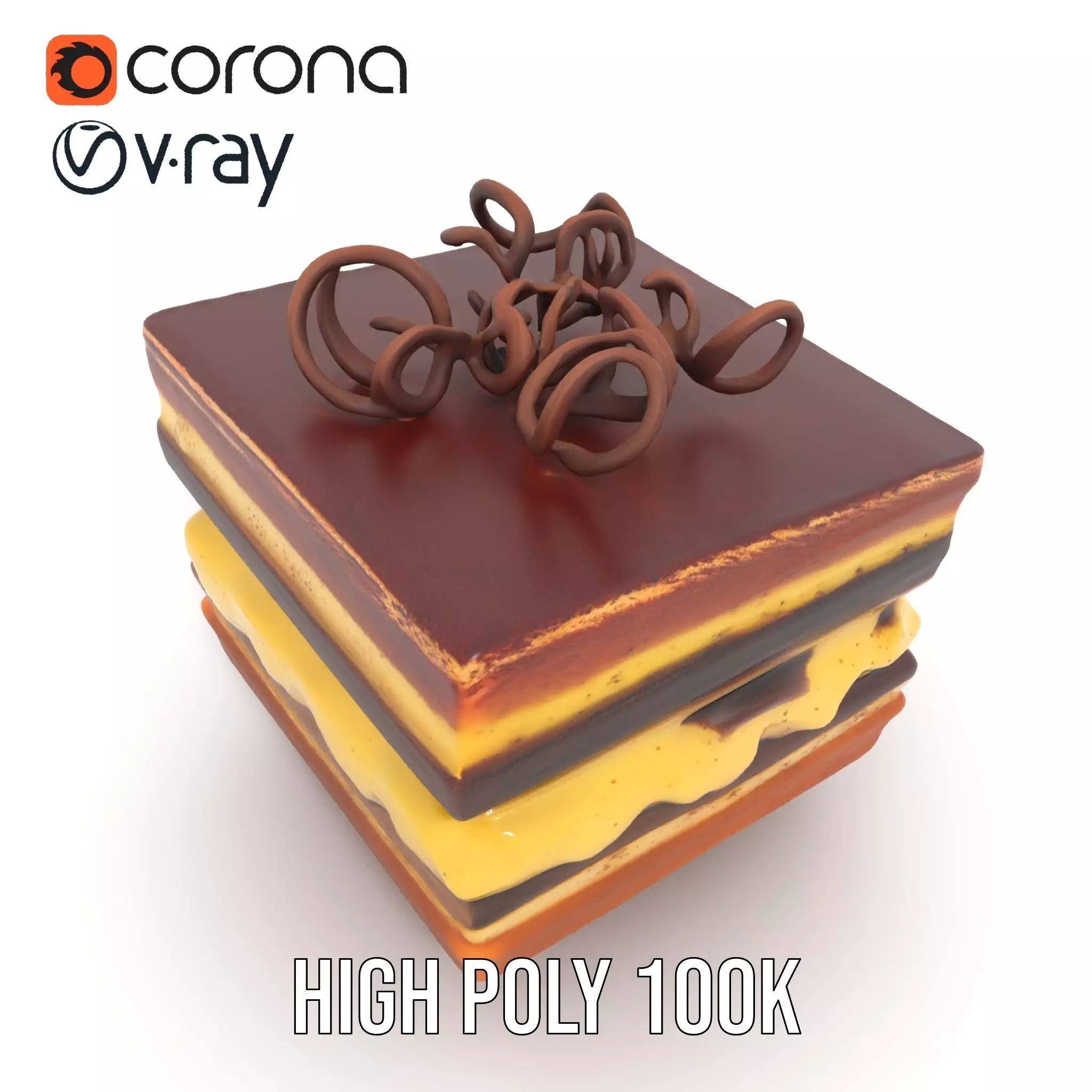 Chocolate Tiramisu Slice model pack Low-poly 3D model_28