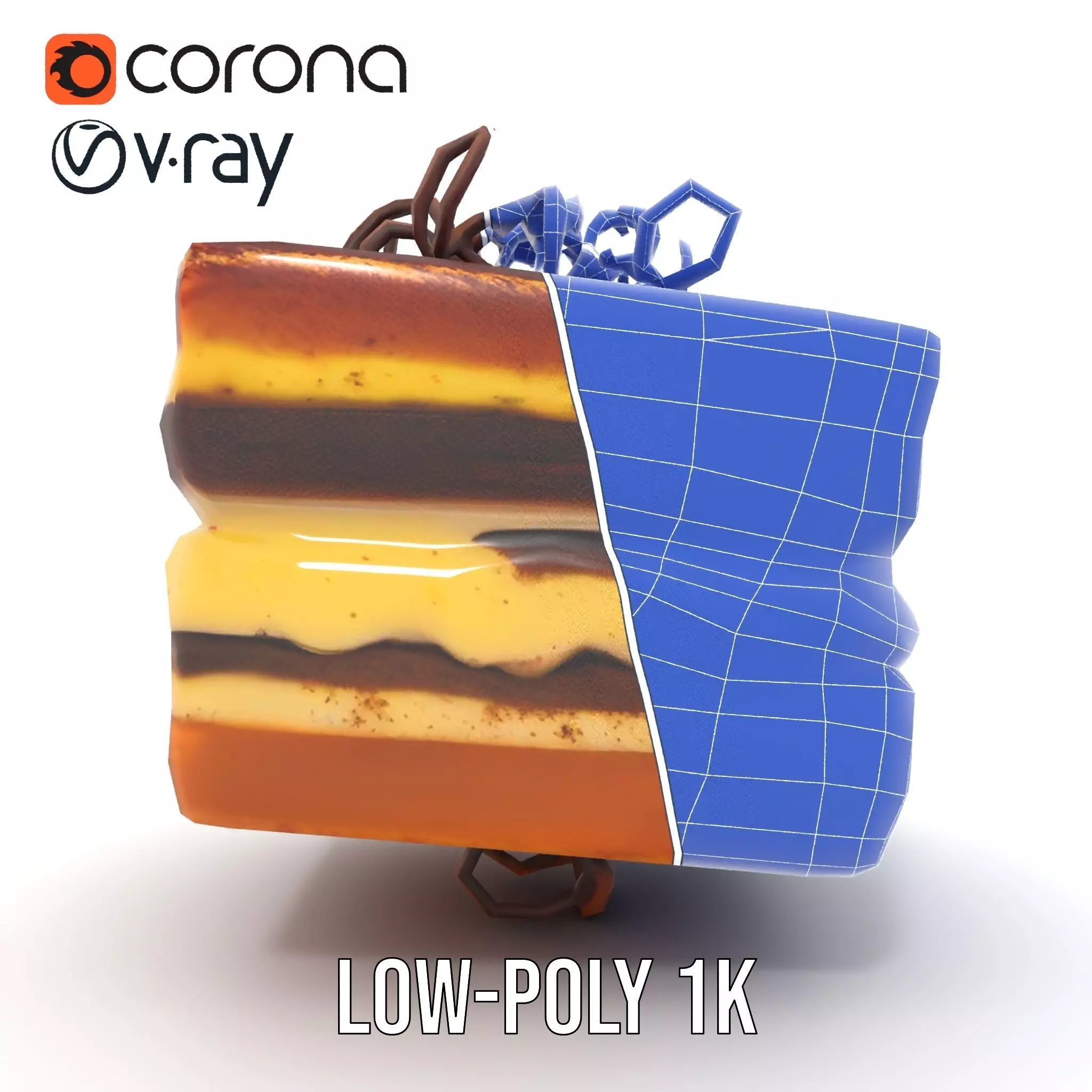 Chocolate Tiramisu Slice model pack Low-poly 3D model_16