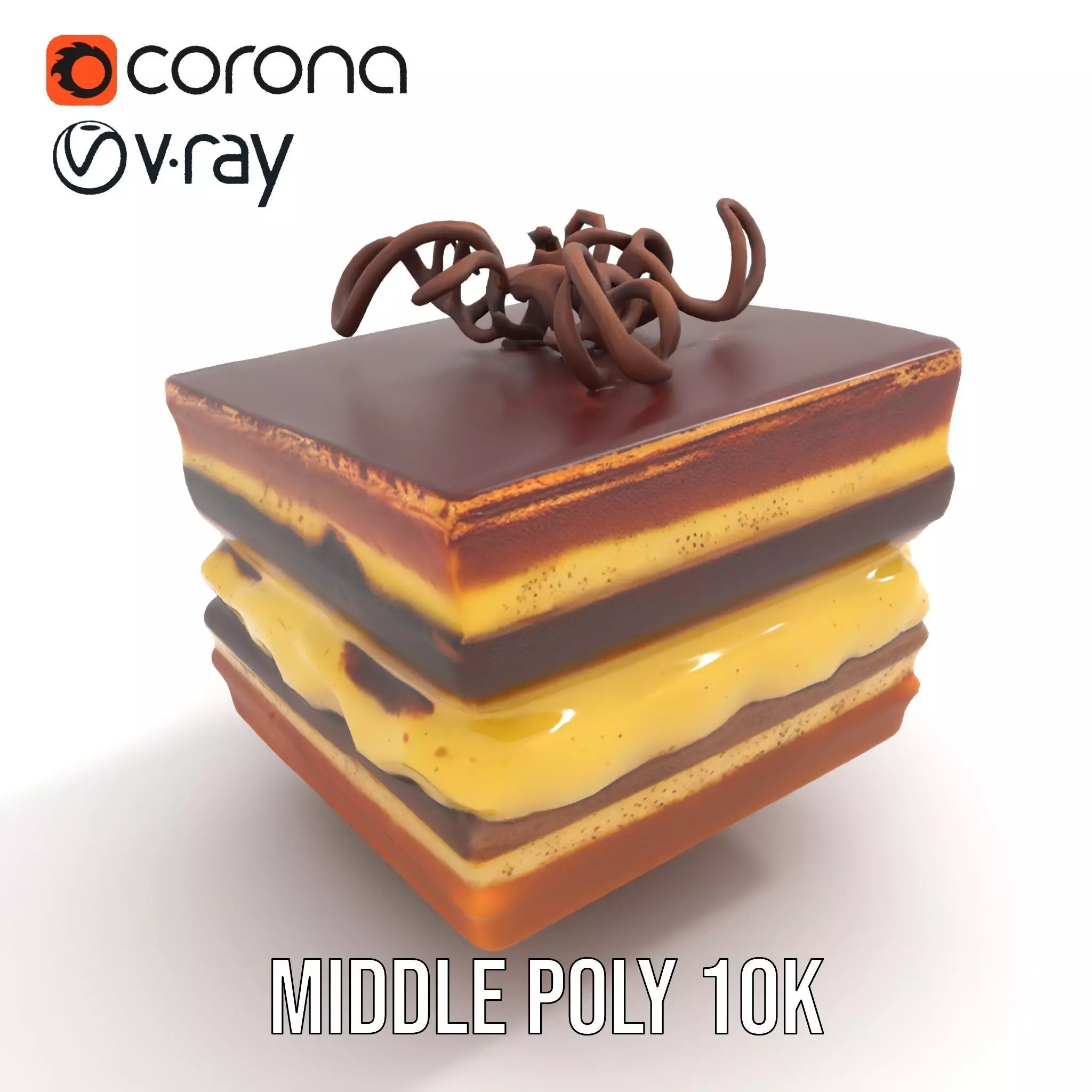 Chocolate Tiramisu Slice model pack Low-poly 3D model_5
