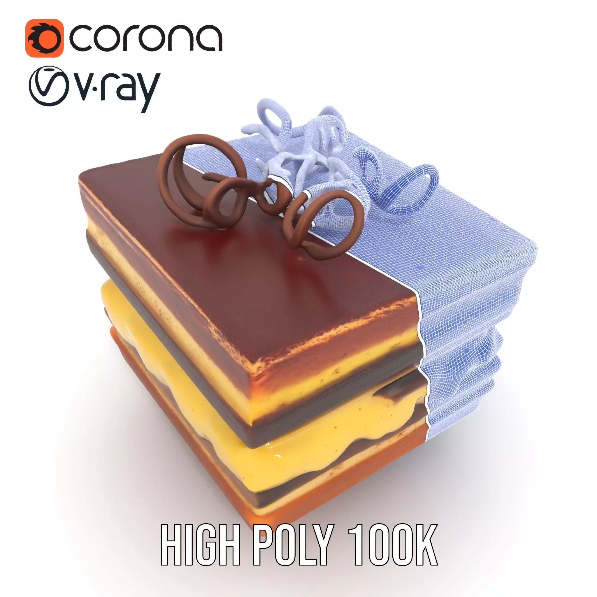 Chocolate Tiramisu Slice model pack Low-poly 3D model_33