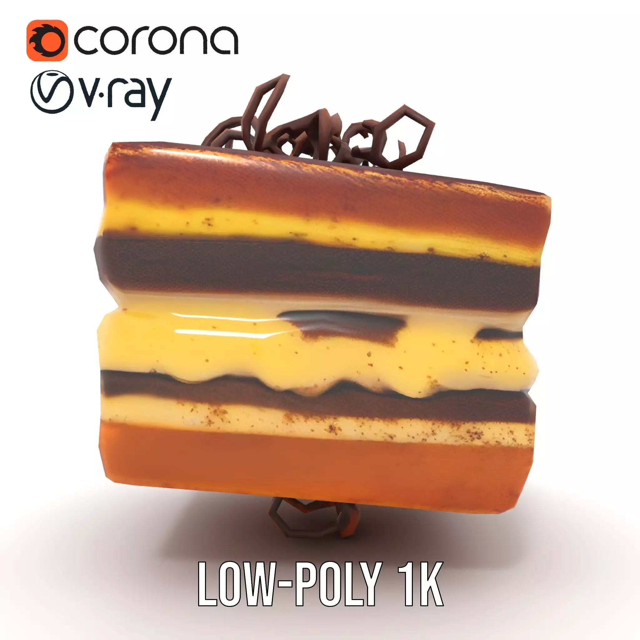 Chocolate Tiramisu Slice model pack Low-poly 3D model_24