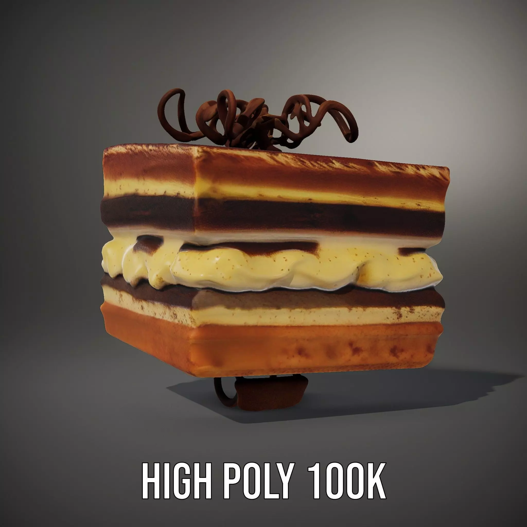 Chocolate Tiramisu Slice model pack Low-poly 3D model_10