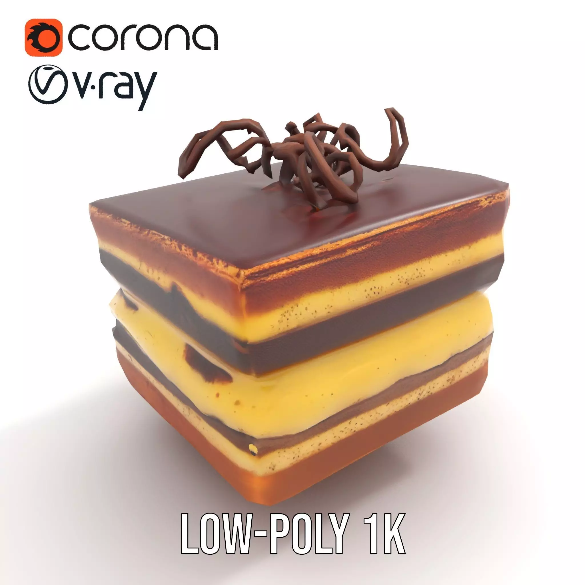 Chocolate Tiramisu Slice model pack Low-poly 3D model_7