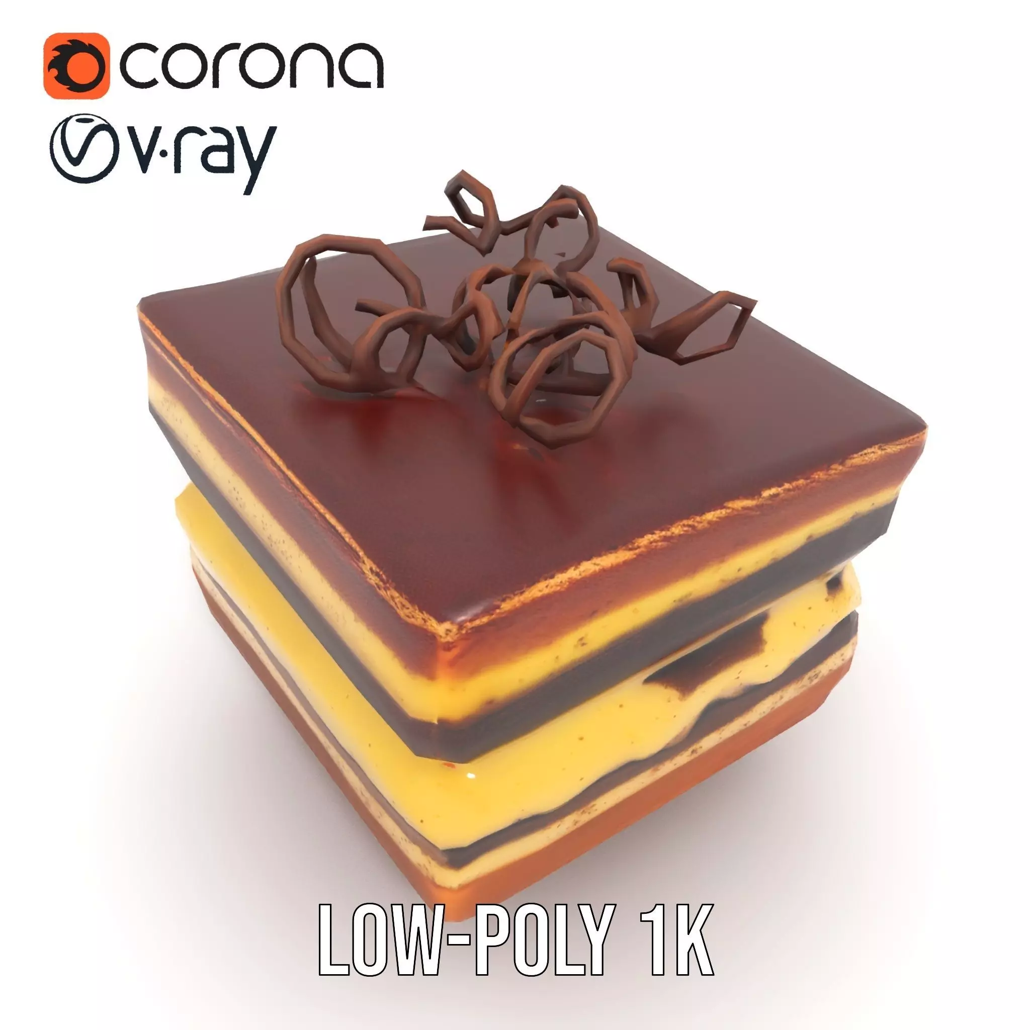 Chocolate Tiramisu Slice model pack Low-poly 3D model_12