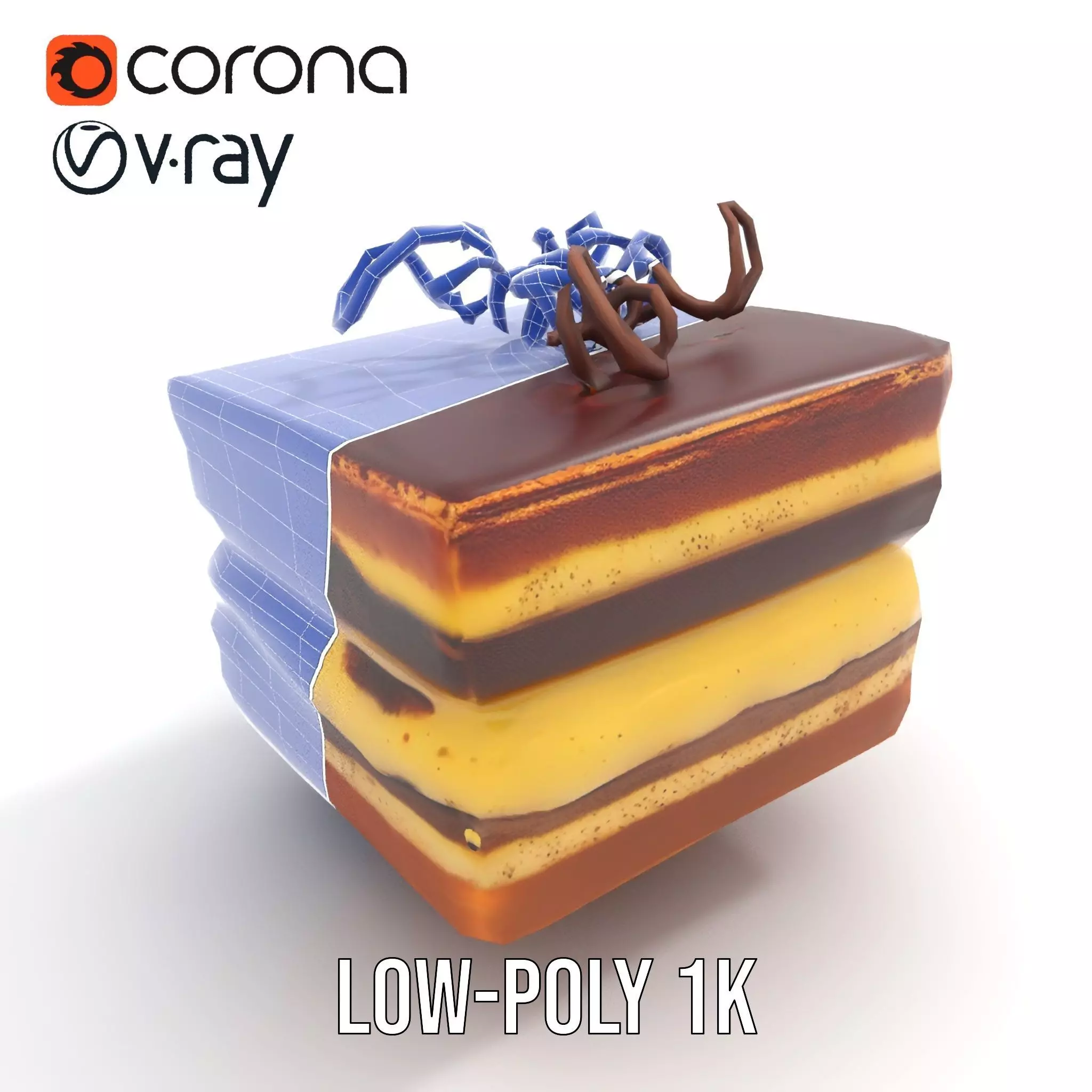 Chocolate Tiramisu Slice model pack Low-poly 3D model_21