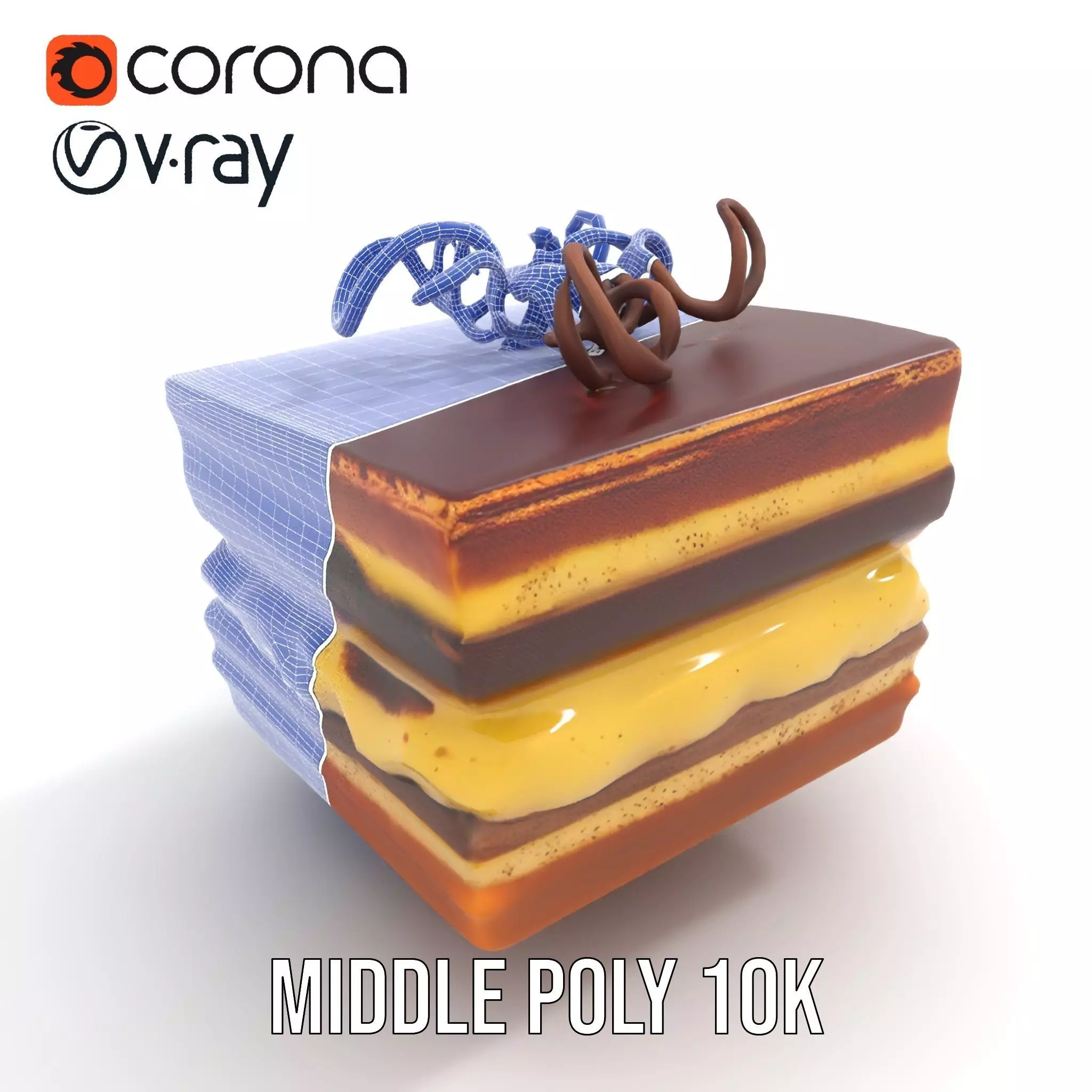 Chocolate Tiramisu Slice model pack Low-poly 3D model_23