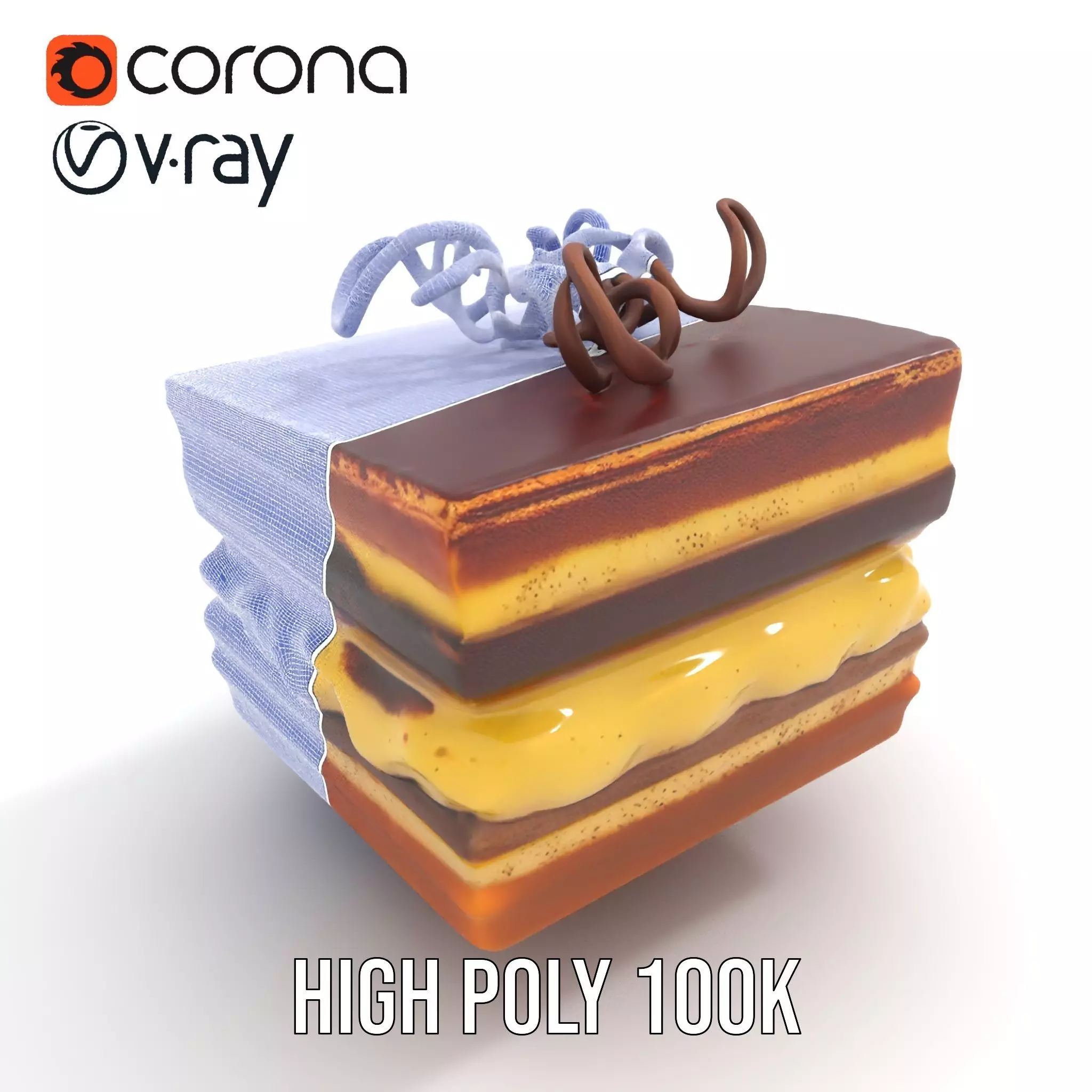 Chocolate Tiramisu Slice model pack Low-poly 3D model_31