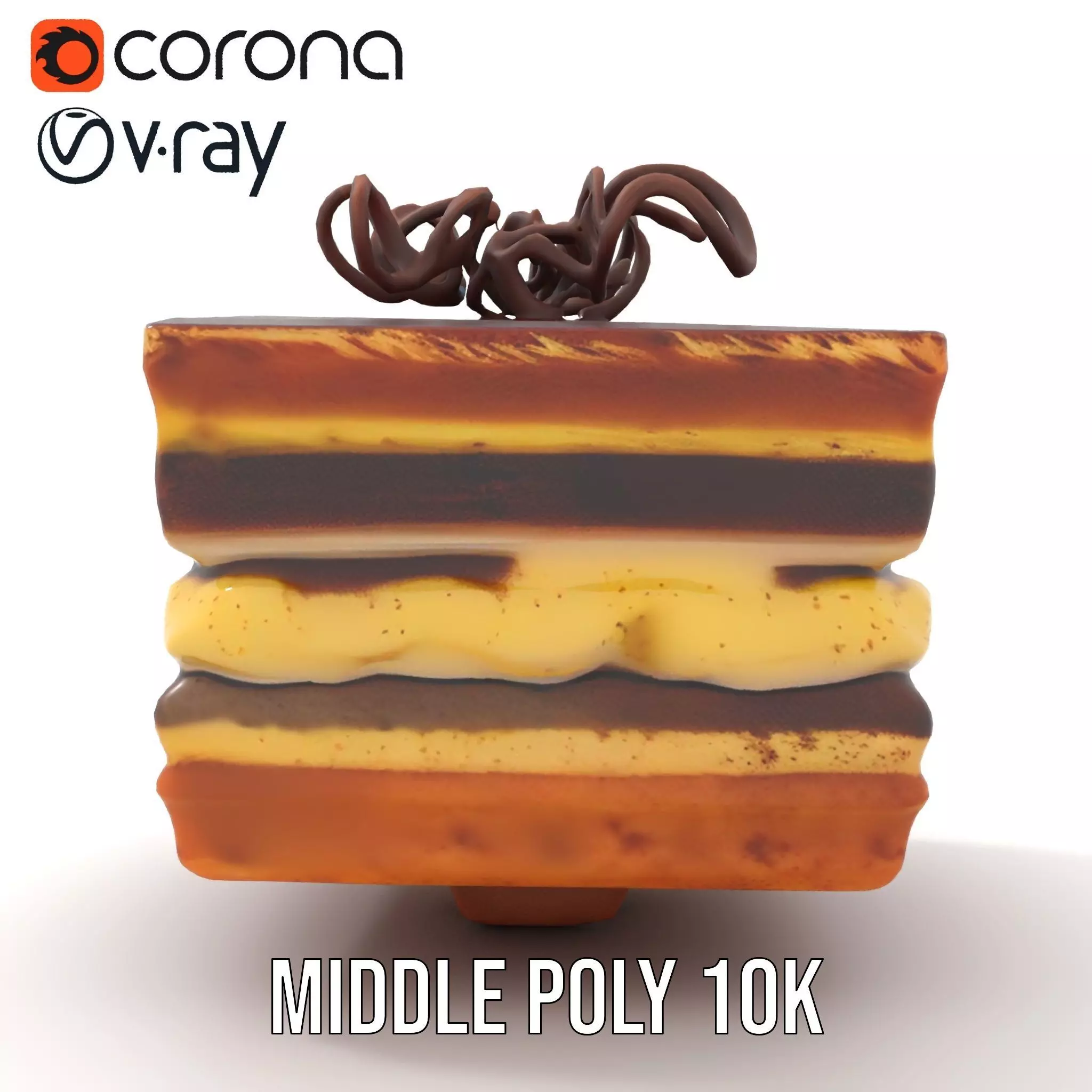 Chocolate Tiramisu Slice model pack Low-poly 3D model_15