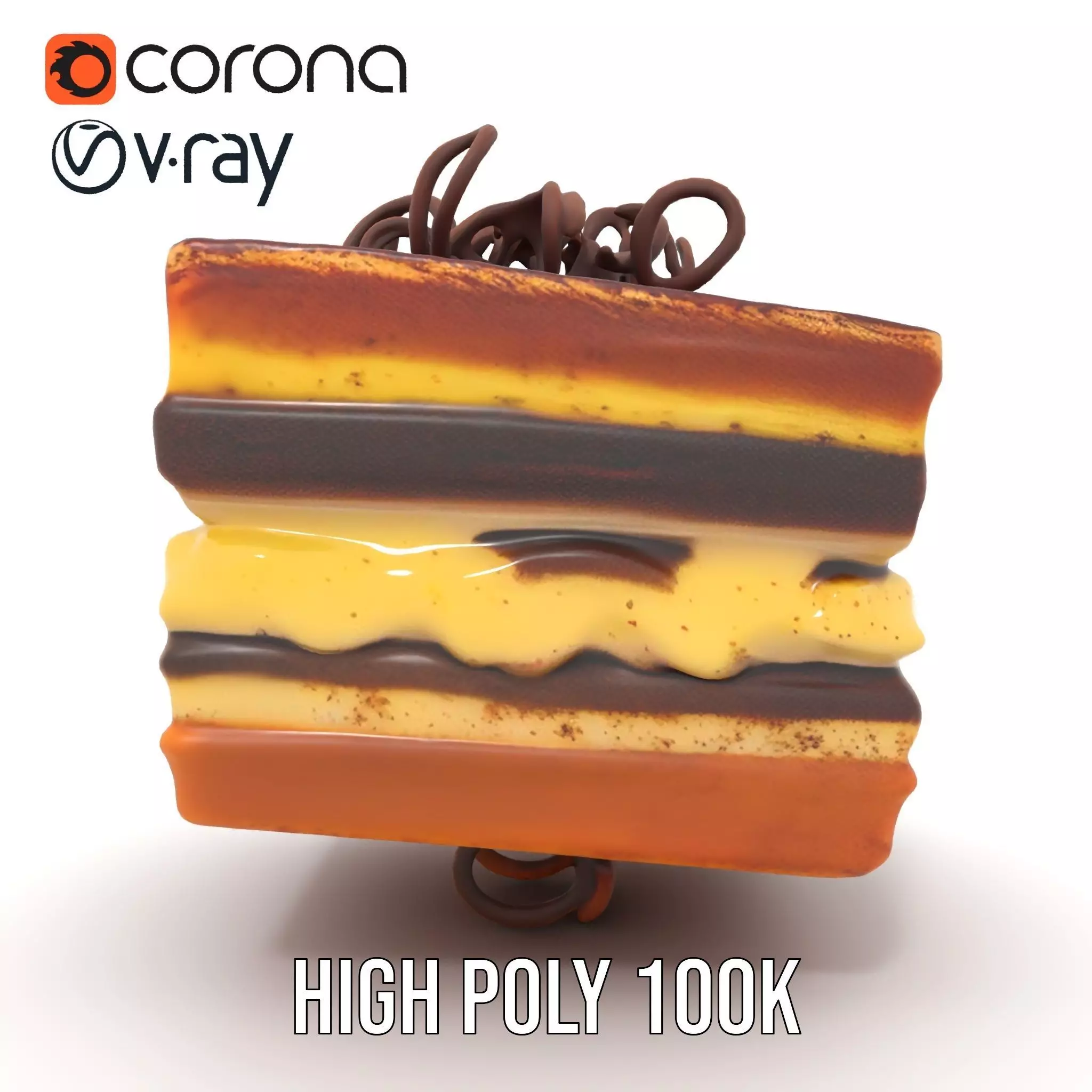 Chocolate Tiramisu Slice model pack Low-poly 3D model_25