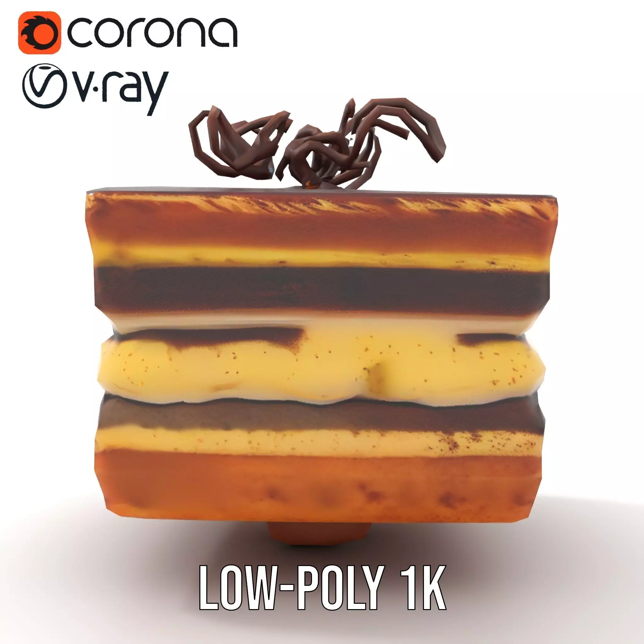 Chocolate Tiramisu Slice model pack Low-poly 3D model_27