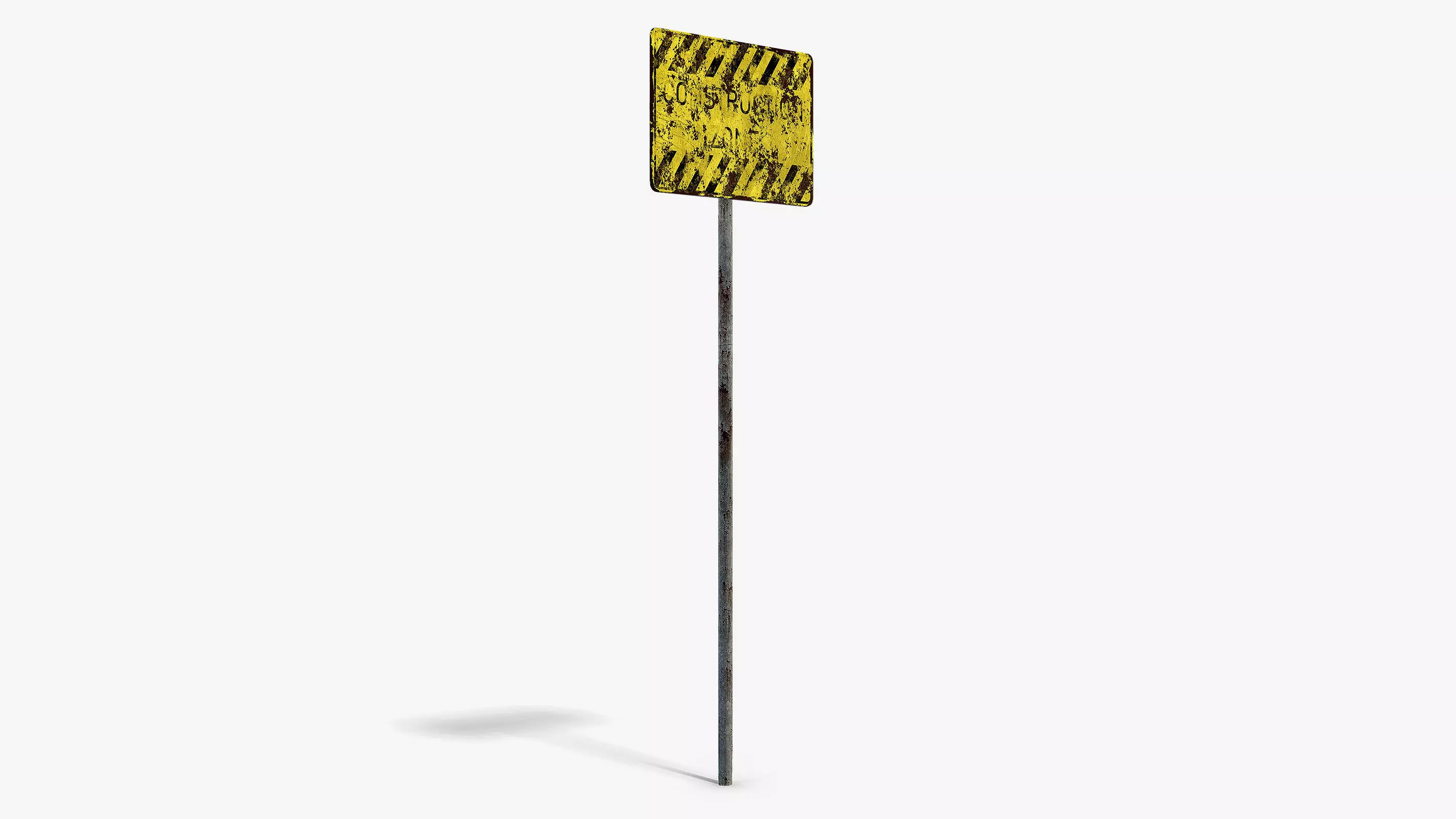 Damaged Construction Zone Sign Low-poly 3D model_1