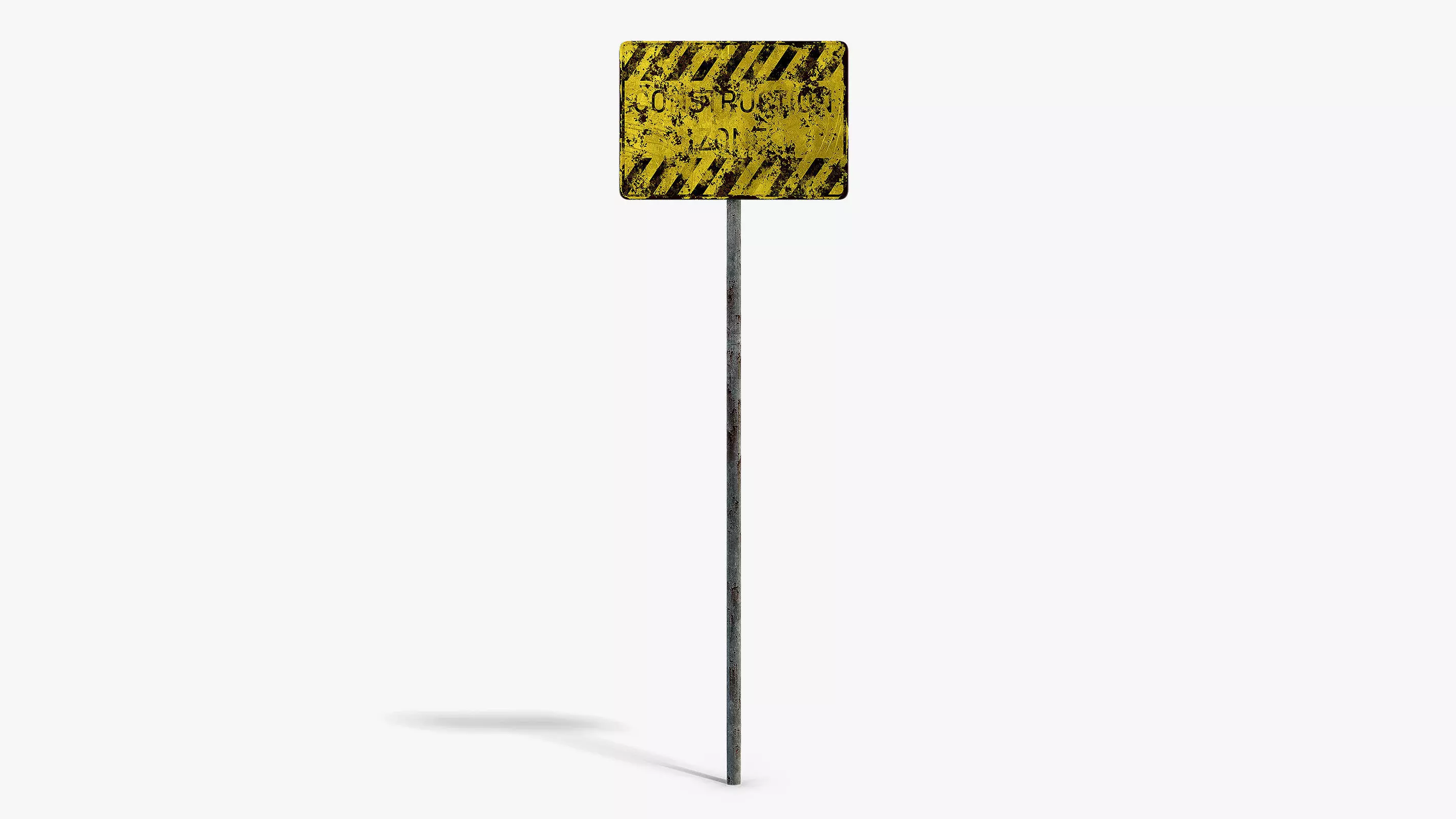 Damaged Construction Zone Sign Low-poly 3D model_0