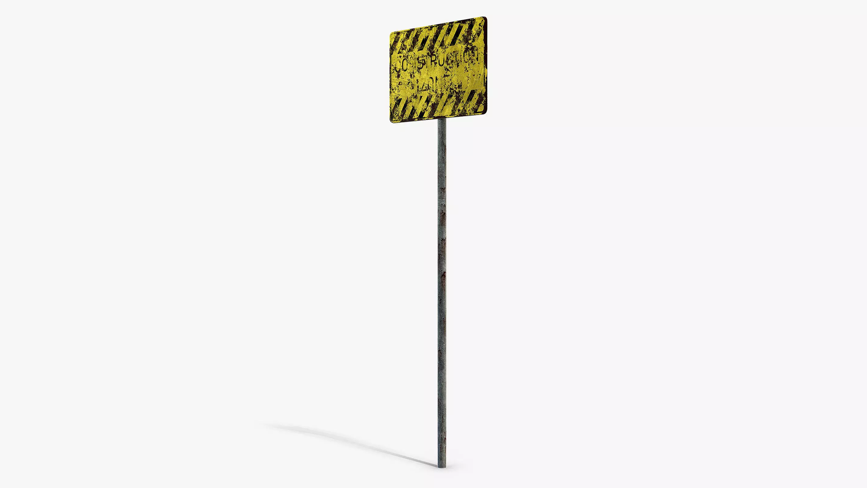 Damaged Construction Zone Sign Low-poly 3D model_5